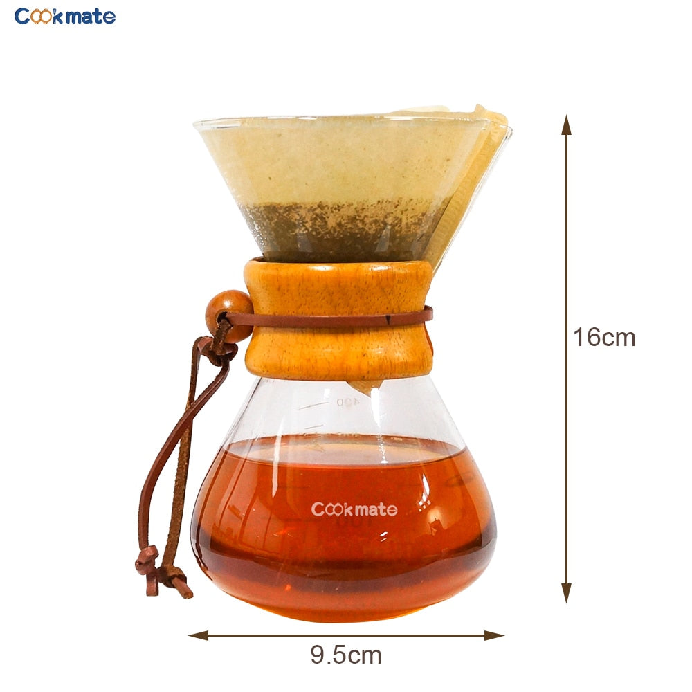 Chemex Style 400ML Glass Pour Over Coffee Brewing
